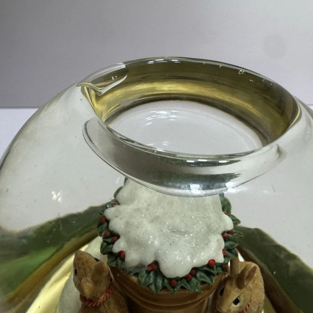 Hallmark Marjolein Bastin Winter Rabbits Christmas Tea Light Candle Water Globe